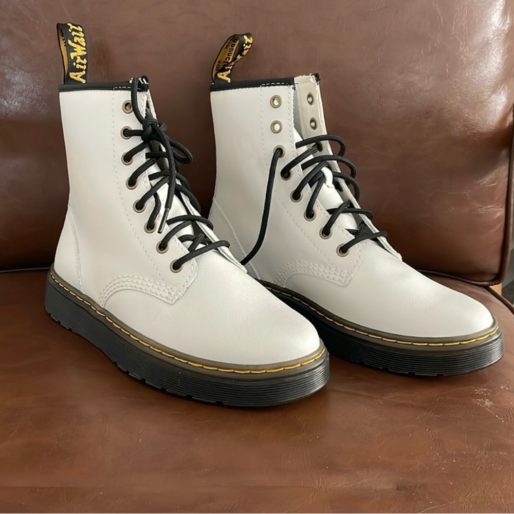 Dr. Martens NWOT White Combat Boots with Black Laces
